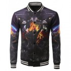 3D Printed Varsity Striped Rib Trim Jacket
