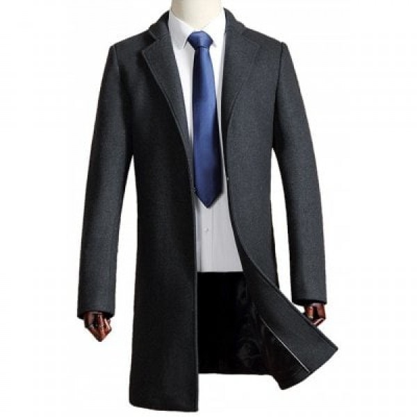 Long Style Tailored Collar Woolen Blend Coat
