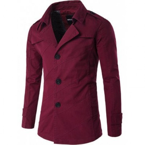 Single Breasted Line Pattern Epaulet Trench Coat
