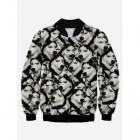 3D Animal Print Stand Collar Snap Front Jacket