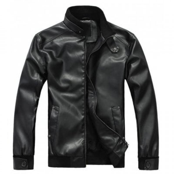 Faux Leather Biker Jacket for Men

