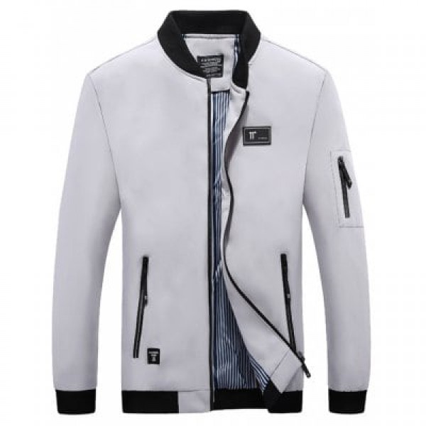 Zipper Pocket Casual Bomber Jacket
