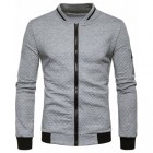 Stand Collar Rhomboids Emboss Zip Up Jacket
