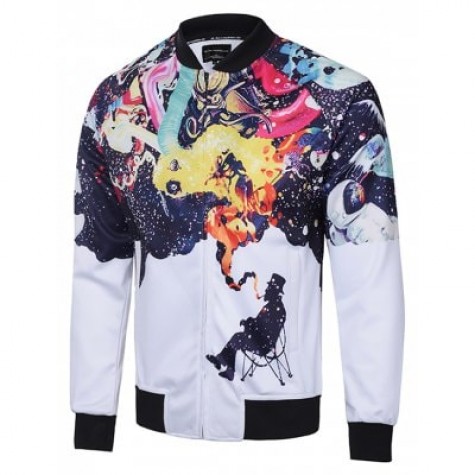 Mr 1991 INC Miss Go Fashion Printing Bomber Jacket
