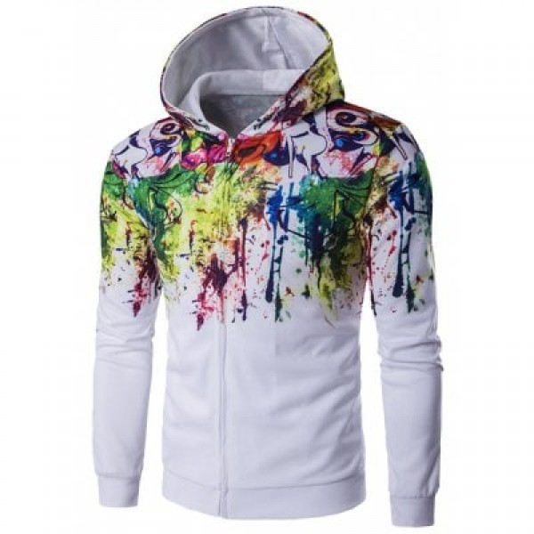 Paint Splash Zip Up Cool Hoodie
