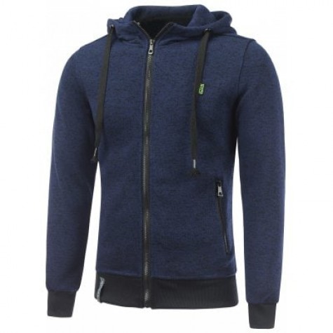 Applique Pocket Zipped Fleece Hoodie
