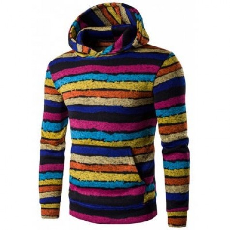 Hooded Stripe Print Long Sleeve Hoodie
