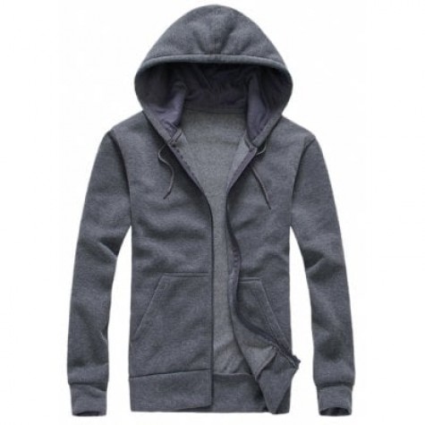 Hooded Simple Zip-Up Hoodie
