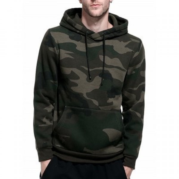Hooded Camouflage Fleece Pocket Hoodie
