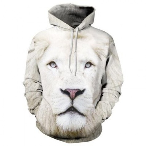 Men Casual 3D Print Hoodie Lion Print Sweatshirt
