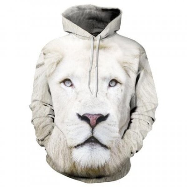 Men Casual 3D Print Hoodie Lion Print Sweatshirt
