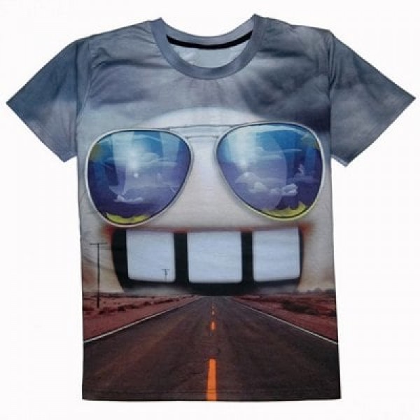 Casual Round Collar Teeth Printed T-Shirt For Men
