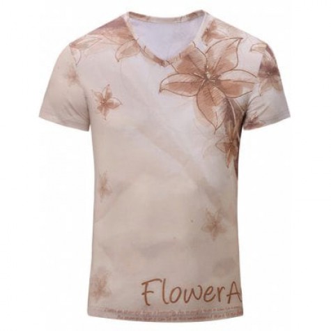Casual Flower Printed Short Sleeves T-Shirt For Men
