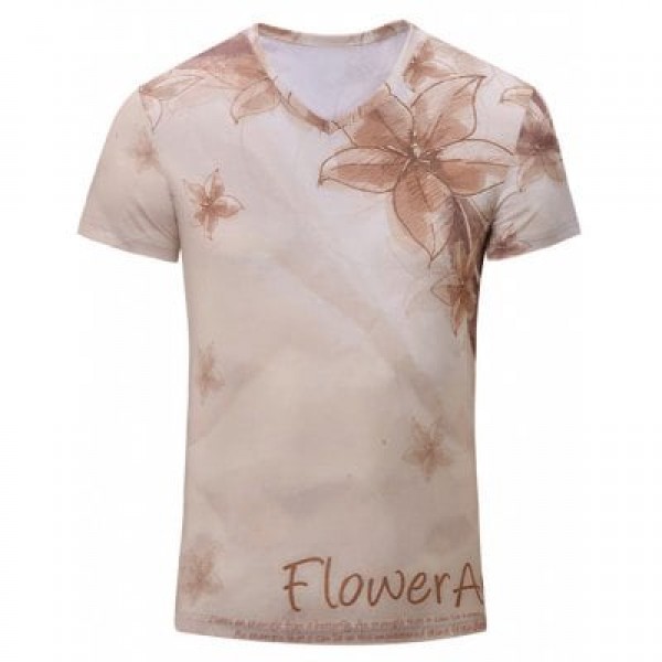 Casual Flower Printed Short Sleeves T-Shirt For Men

