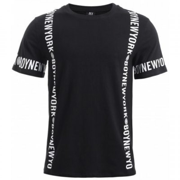 BoyNewYork Solid Color Short Sleeves Cotton T-Shirt
