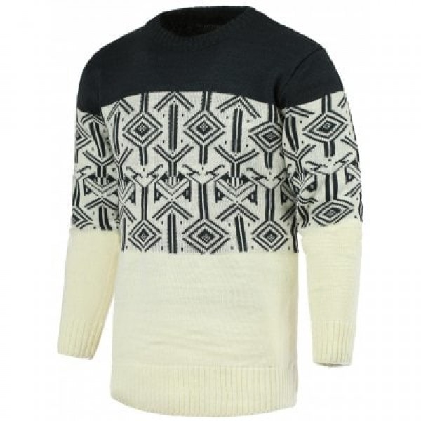 Round Neck Geometric Pattern Splicing Design Long Sleeve Sweater For Men

