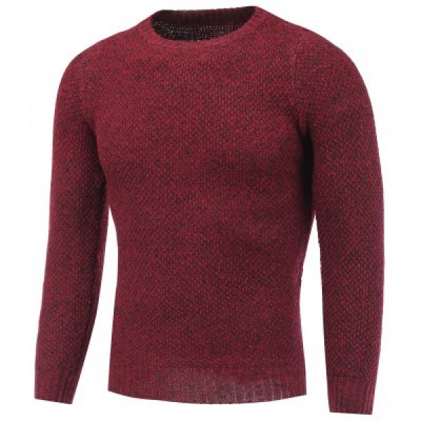 Crew Neck Heather Tweed Pullover Sweater
