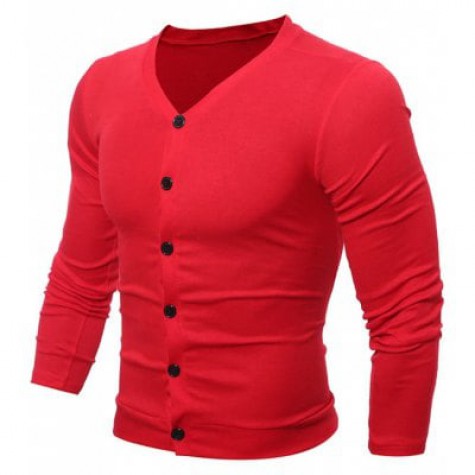 Casual V Neck Button Up Cardigan
