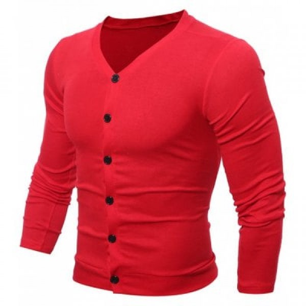 Casual V Neck Button Up Cardigan
