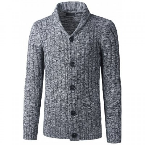 Shawl Collar Button Up Twist Striped Texture Cardigan

