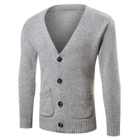 Pocket Button Up Knit Cardigan
