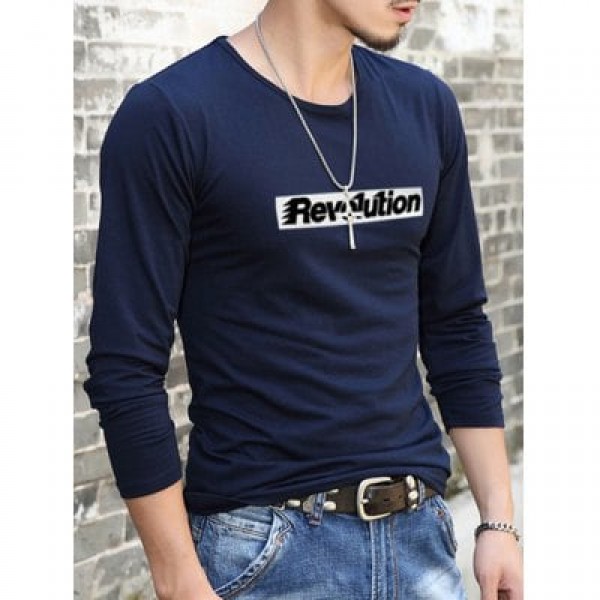 Brief Style T-Shirt with Letter Print
