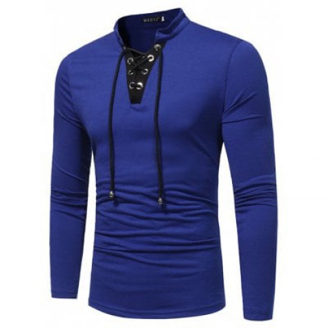 WSGYJ Male Fashion Contrast Color Long Sleeve T-shirt
