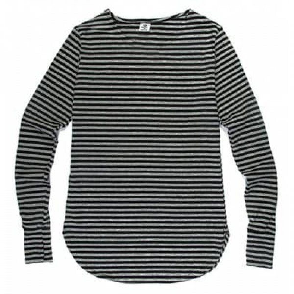 HZIJUE Male Casual Loose Striped Long Sleeve T-shirt
