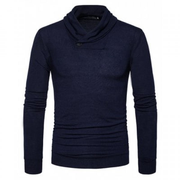 Male Sweater Solid Color Fashion Long Sleeves Button
