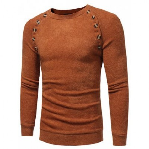 Long Sleeve Sweater with Decorative Buttons
