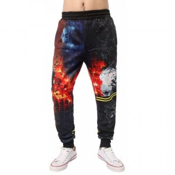 3D Scenery Printed Elastic Waist Jogger Pants
