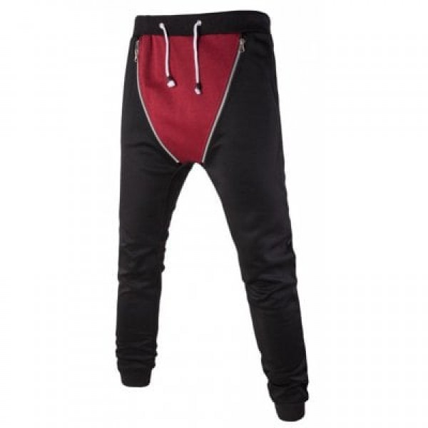 Zipper Embellished Lace-Up Beam Feet Jogger Pants
