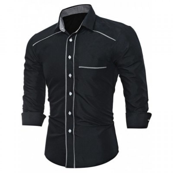 WSGYJ Plain Slim Fit Men's Shirts with Front Pocket
