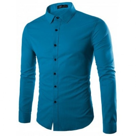 Male Casual Long Sleeves Solid Color Shirt

