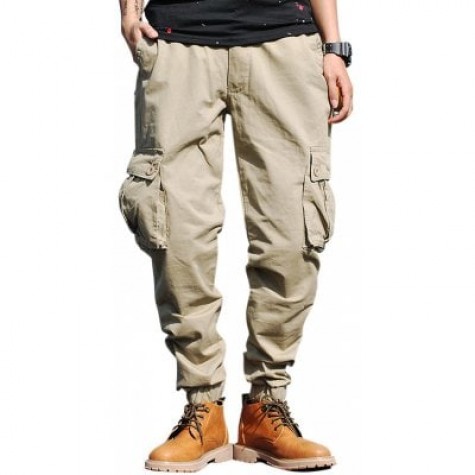 Drawstring Zip Fly Cargo Jogger Pants
