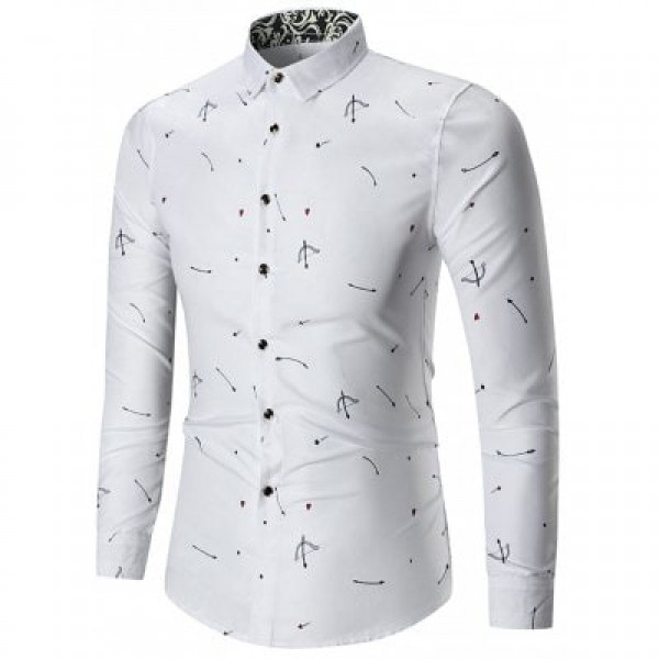 Arrow Printed Button Long Sleeve Shirt
