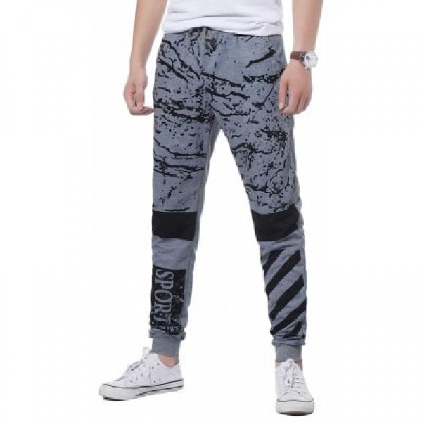 Drawstring Splatter Paint Stripe Graphic Print Jogger Pants
