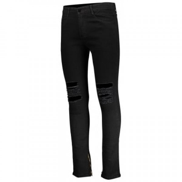 Men Denim Leggings with Zipper Knee Rips
