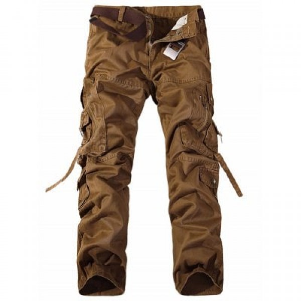 Metal Pockets Zipper Design Straight Leg Cargo Pants
