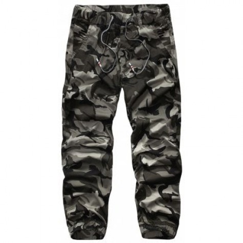 Drawstring Camouflage Beam Feet Jogger Pants
