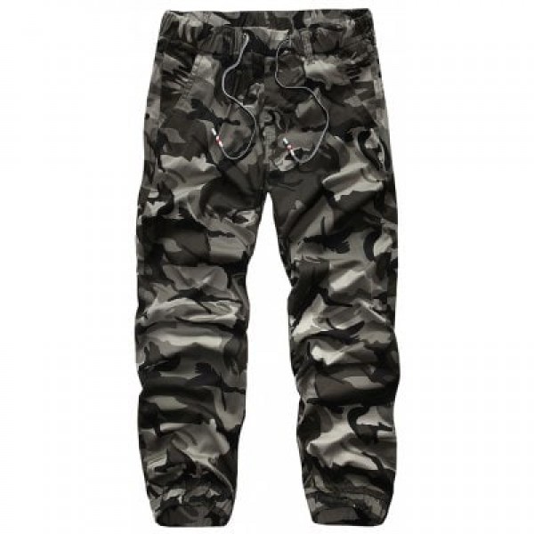 Drawstring Camouflage Beam Feet Jogger Pants

