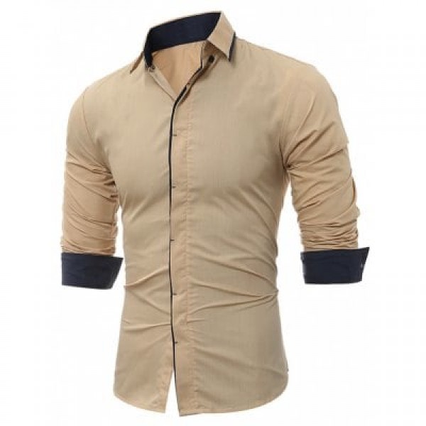Turndown Collar Cover Placket Edging Shirt
