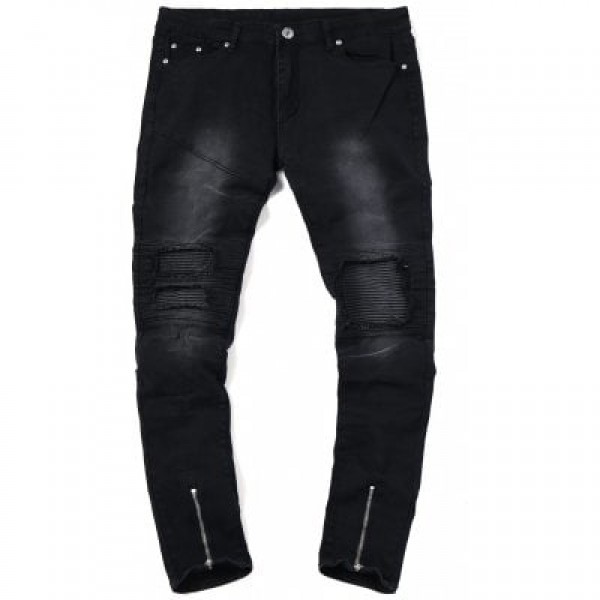 Mens Zip Hem Biker Jeans
