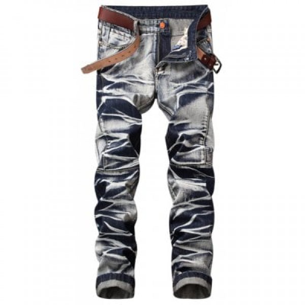 Tie Dye Zip Fly Straight Leg Jeans
