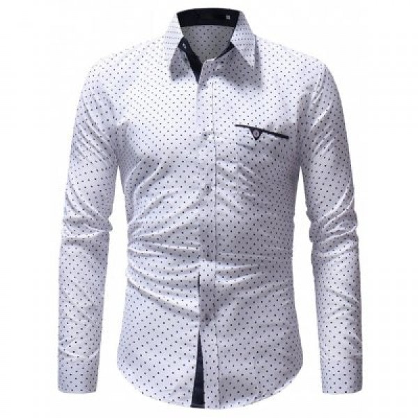 Men Stylish Business Dot Long Sleeve Shirt
