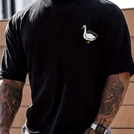 Silly Goose Print, Men's Graphic Design Crew Neck T-shirt, Casual Comfy Tees Tshirts For Summer, Men's Clothing Tops
