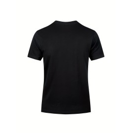 5pcs Multi Color Men's Solid Comfy Cotton Casual T-Shirts Set, Basic Crew Neck Tees For Summer Sports