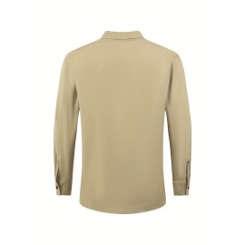 Vintage Men's Casual Loose Long Sleeve Shirt With Stand Collar, Spring Fall Outdoor