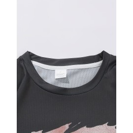 Sexy Muscle 3D Digital Pattern Print Men's Graphic T-shirts, Causal Comfy Tees, Short Sleeves Comfortable Pullover Tops, Men's Summer Clothing