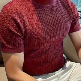 Men's Comfy Chic Turtleneck Solid T-shirt, Men's Summer Slim Fit Outdoor Clothes, Men's Clothing, Tops For Men, Gift For Men